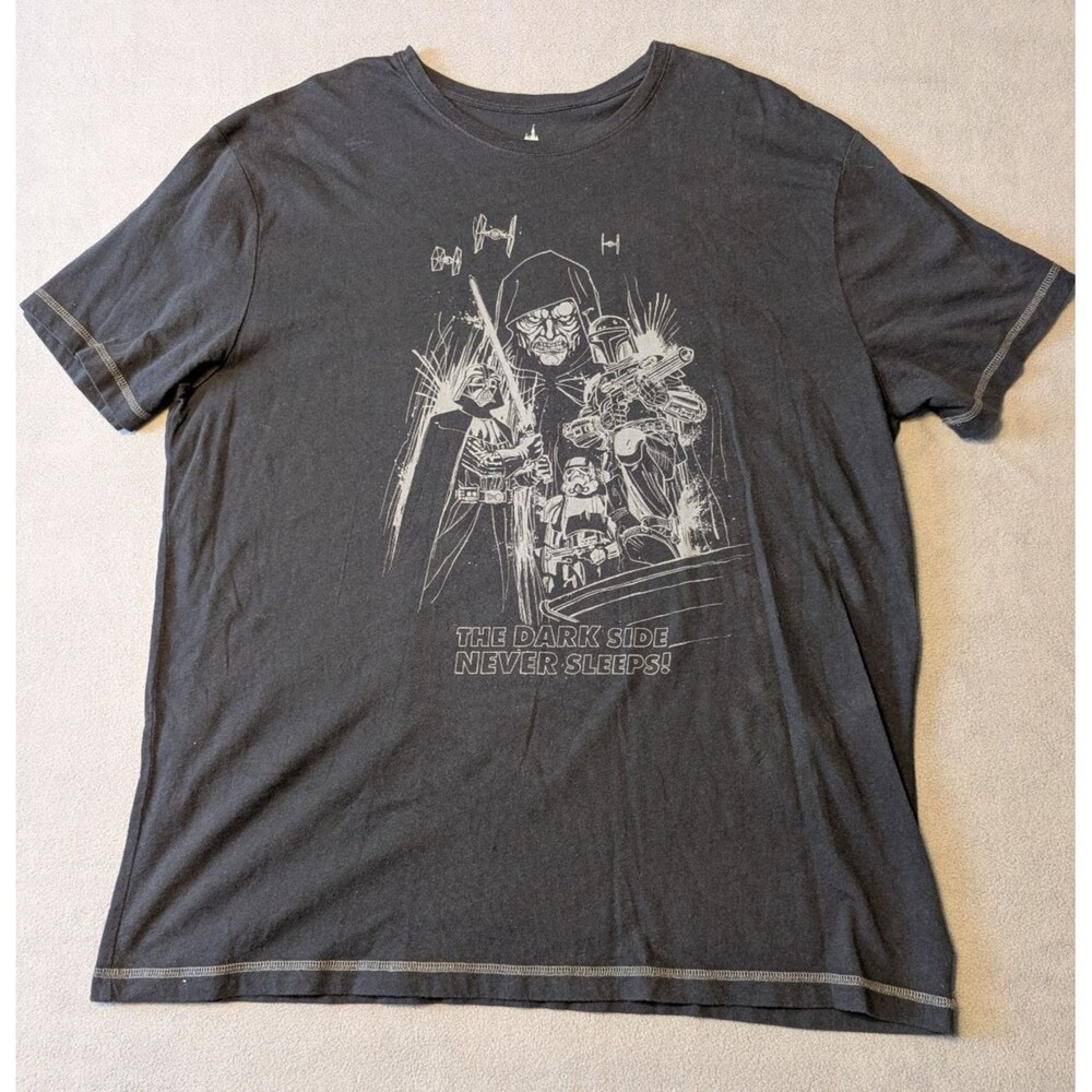 Disney Parks Star Wars L Dark Side Never Sleeps T Shirt Black Darth Vader Large